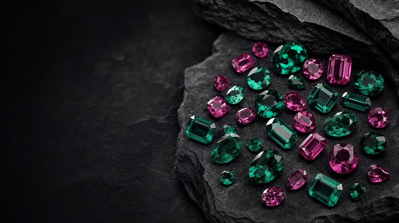 Created gemstones on a dark background
